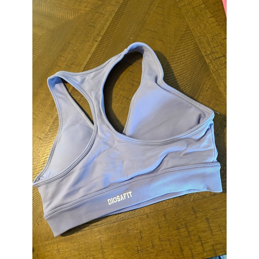 Diosafit Womens Lavender Purple Wrap Front Keyhole Racerback Sports Bra Size S